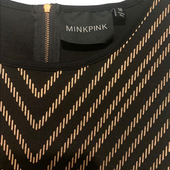 Mink Pink Knit Sheath Mini Dress Black and Rose Gold - Picture 2 of 6